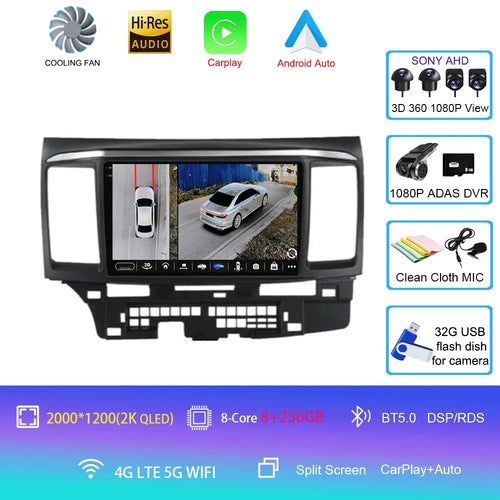 For MITSUBISHI LANCER 9 10 X 2008 2009 2010 2011 - 2016 9Inch Android