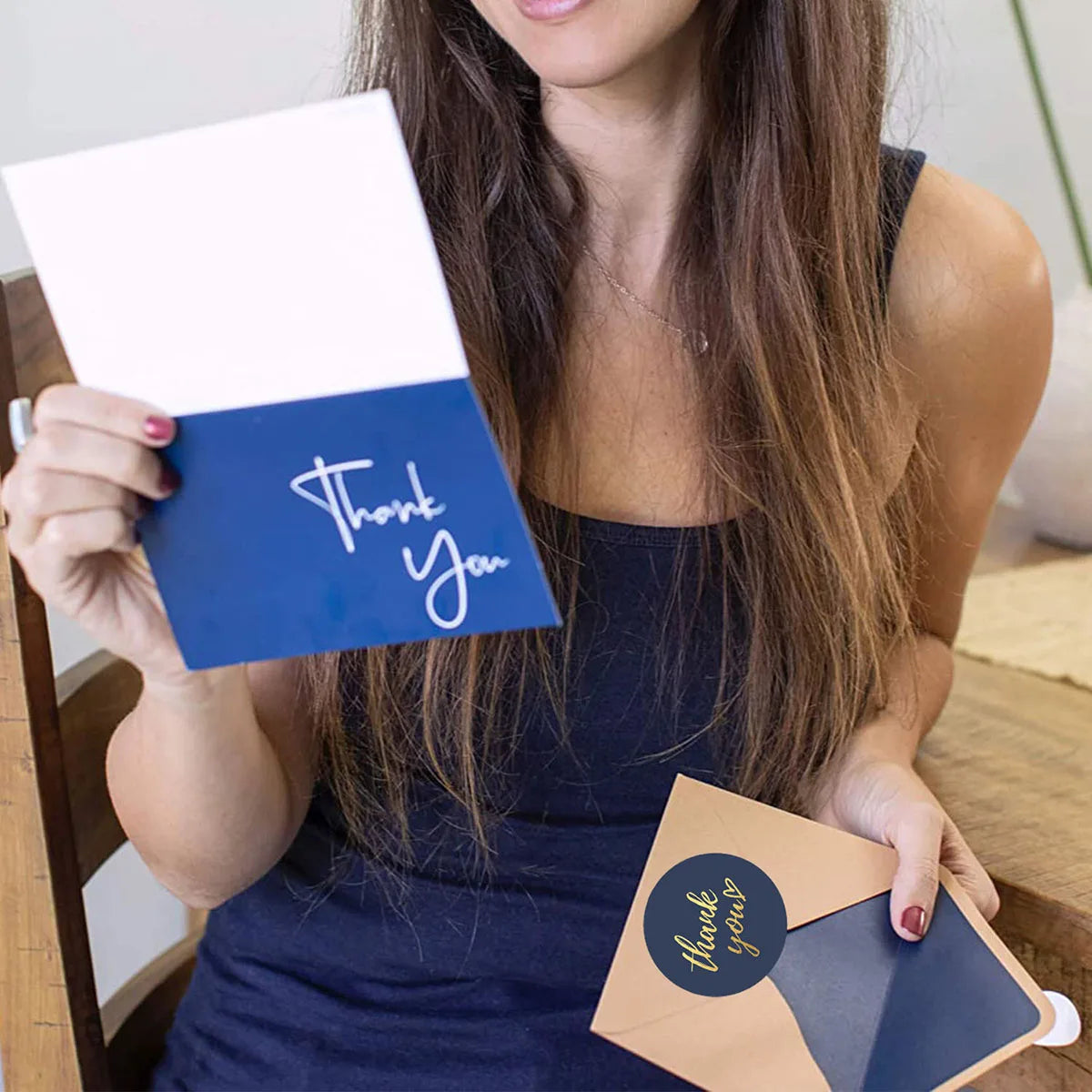 50-500pcs 1inch Blue Thank You Stickers For Envelope Sealing Labels