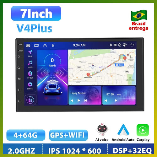 Podofo 2din Android GPS Car Stereo Carplay Radio Bluetooth FM Car MP5