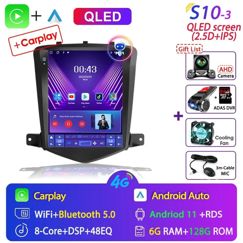 For Chevrolet Cruze 2008-2014 Carplay Android 12 Car Radio Multimedia