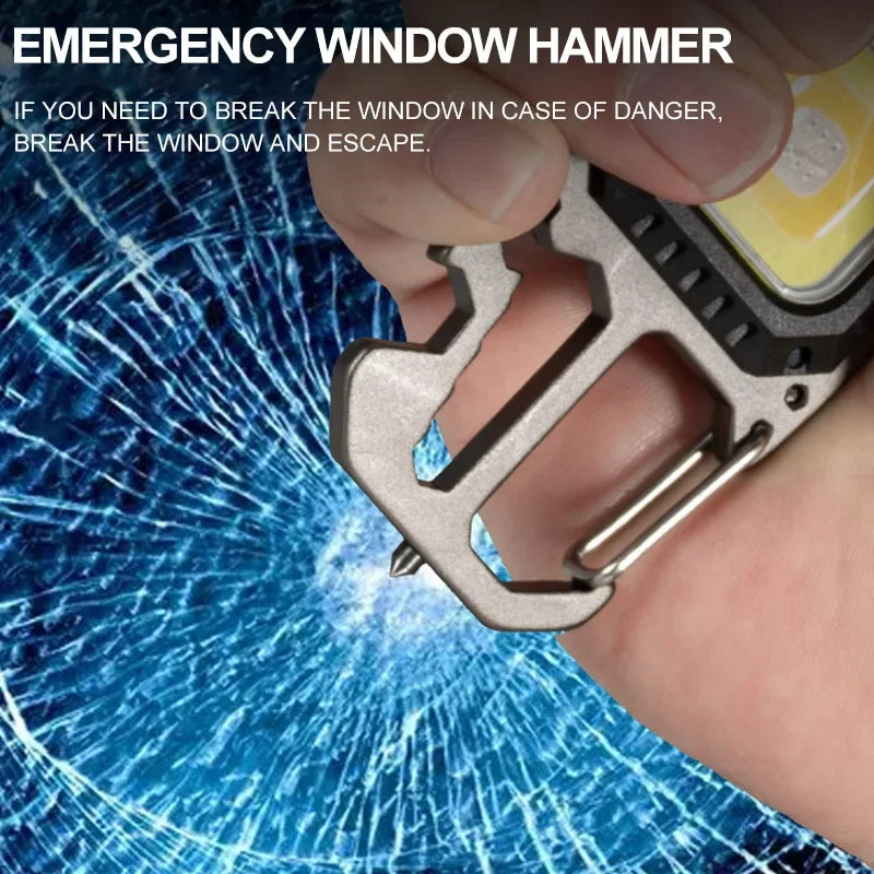 COB Keychain Work Light with Battery Display 8Mode Rechargeable High