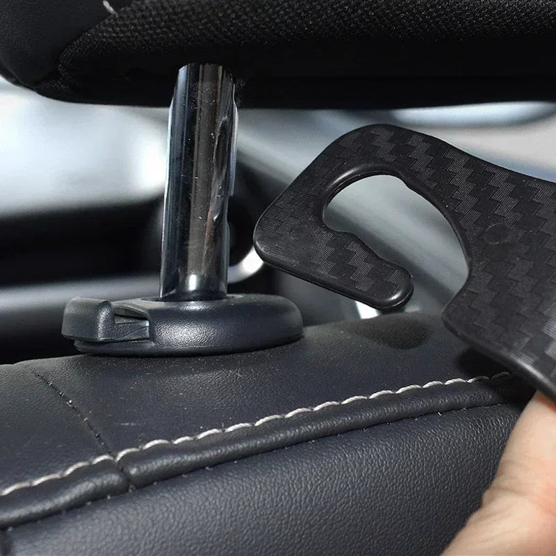 4PCS Car Hidden Seat Hook Multi-Purpose Carbon Fiber Texture Car Seat