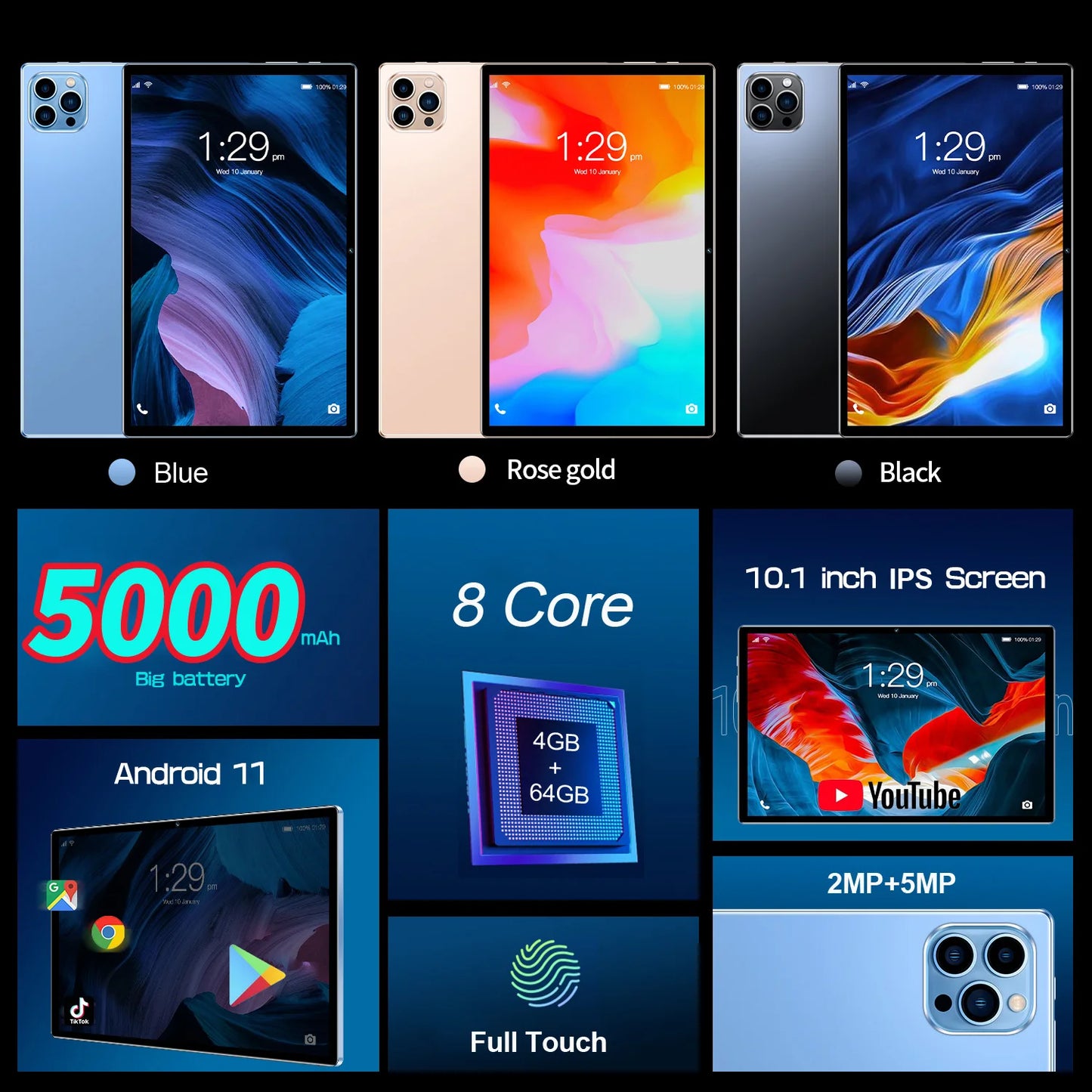 BDF Android 10.1 Inch Tablet Pc Google Play Octa Core Dual Cameras