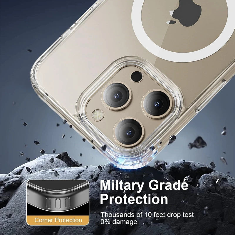 Magnetic Clear Case for iPhone 16 15 14 13 11 12 Pro Max Plus
