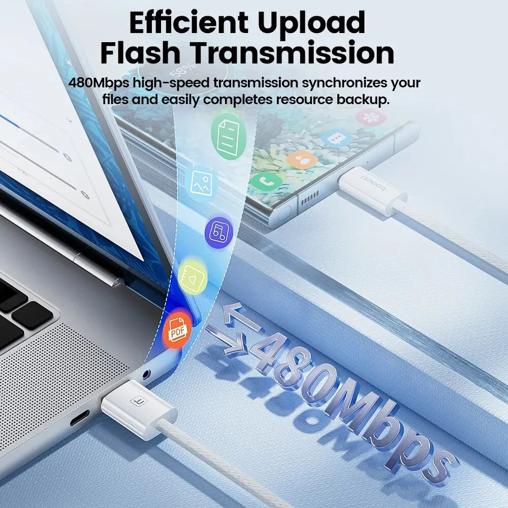 Toocki 6A USB Cable Type C 66W Fast Charging For Huawei P40 P30 Type C