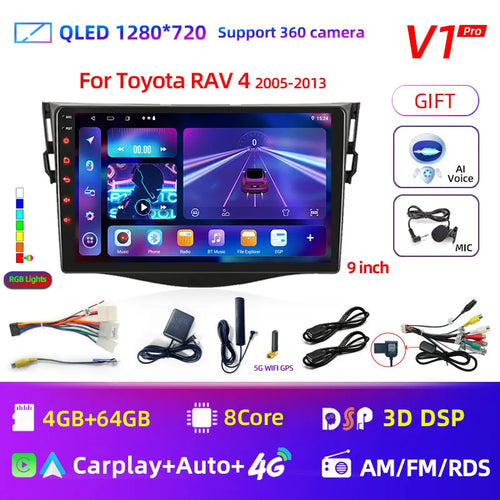 9" Android 12 Car Radio For Toyota RAV4 Rav 4 2005-2013 Multimedia