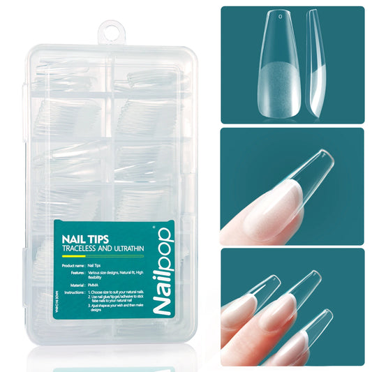 Nailpop Soft Gel Tips for Nails Acrylic Material Medium Almond/Coffin