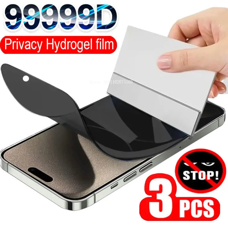 3PCS Anti-Spy Hydrogel Film for iPhone 15 13 11 12 14 Pro Max Plus XS