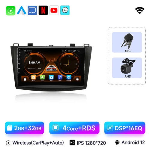 JIUYIN 2 Din Car Radio for Mazda 3 2009 2010 2011 2012 2013 Android 13