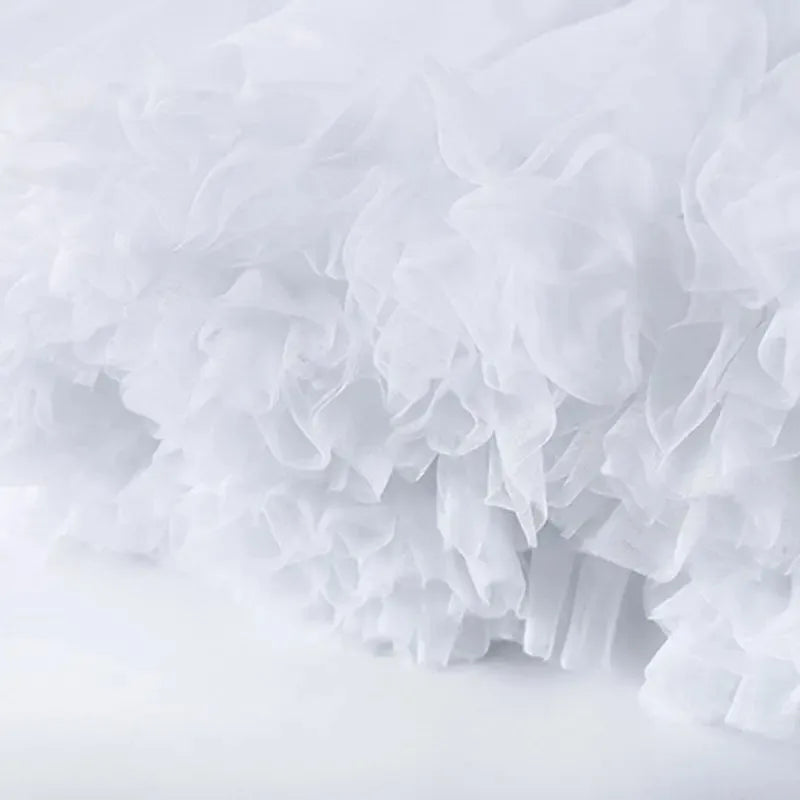 Women Girls Ruffled Short Petticoat Solid Fluffy Bubble Tutu Skirt