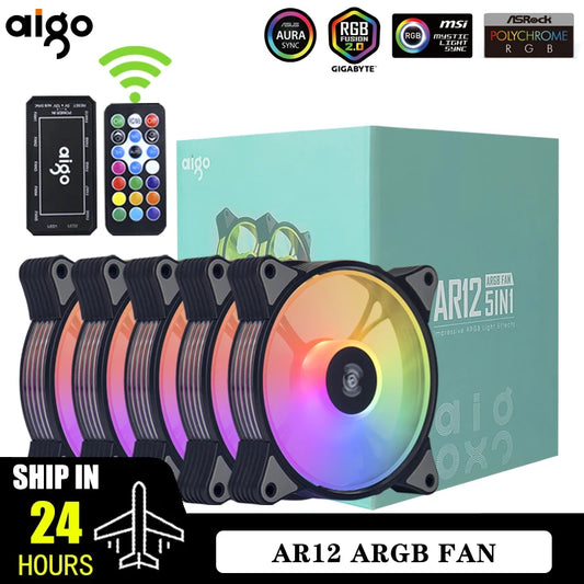 Aigo AR12 120mm PC Gamer Computer Case Fan RGB 12v Heatsink Aura Sync