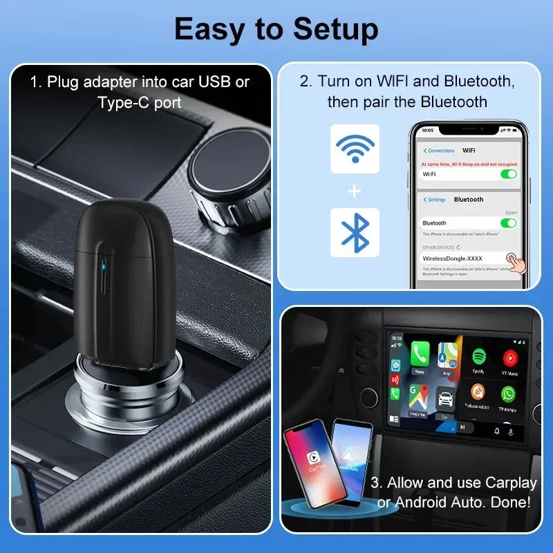 FLIXIVI 2025 2 in1 Dual Interface Wireless CarPlay/Android Auto