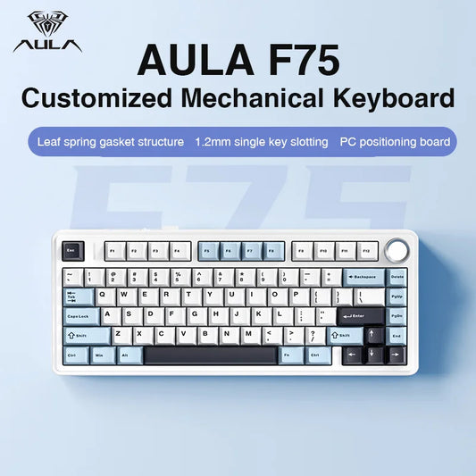 AULA F75 2.4G Wireless/Bluetooth/Wired Gaming Mechanical Keyboard RGB