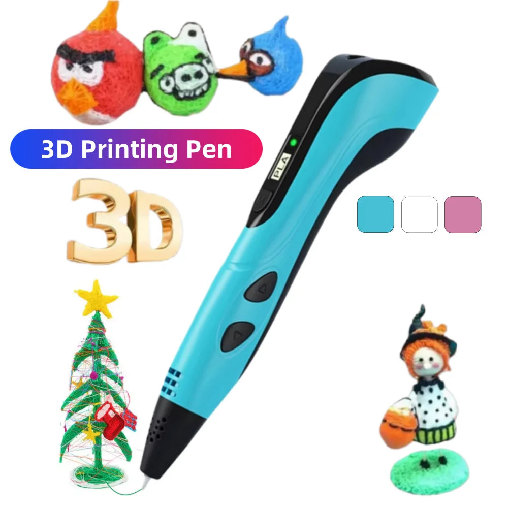 3D Printing Pen With LED Display 10M PLA Filament Children USB Drawing