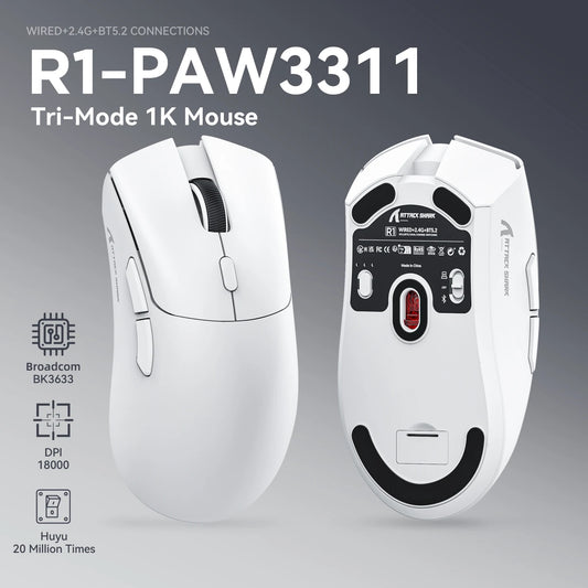 Attack Shark R1 Wireless Mouse Bluetooth Gaming Mouse PAW3311