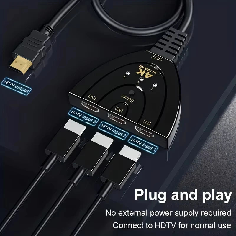 HDMI-compatible Switch KVM Splitter 4K 2K 3D 3 input 1 Output Mini 3