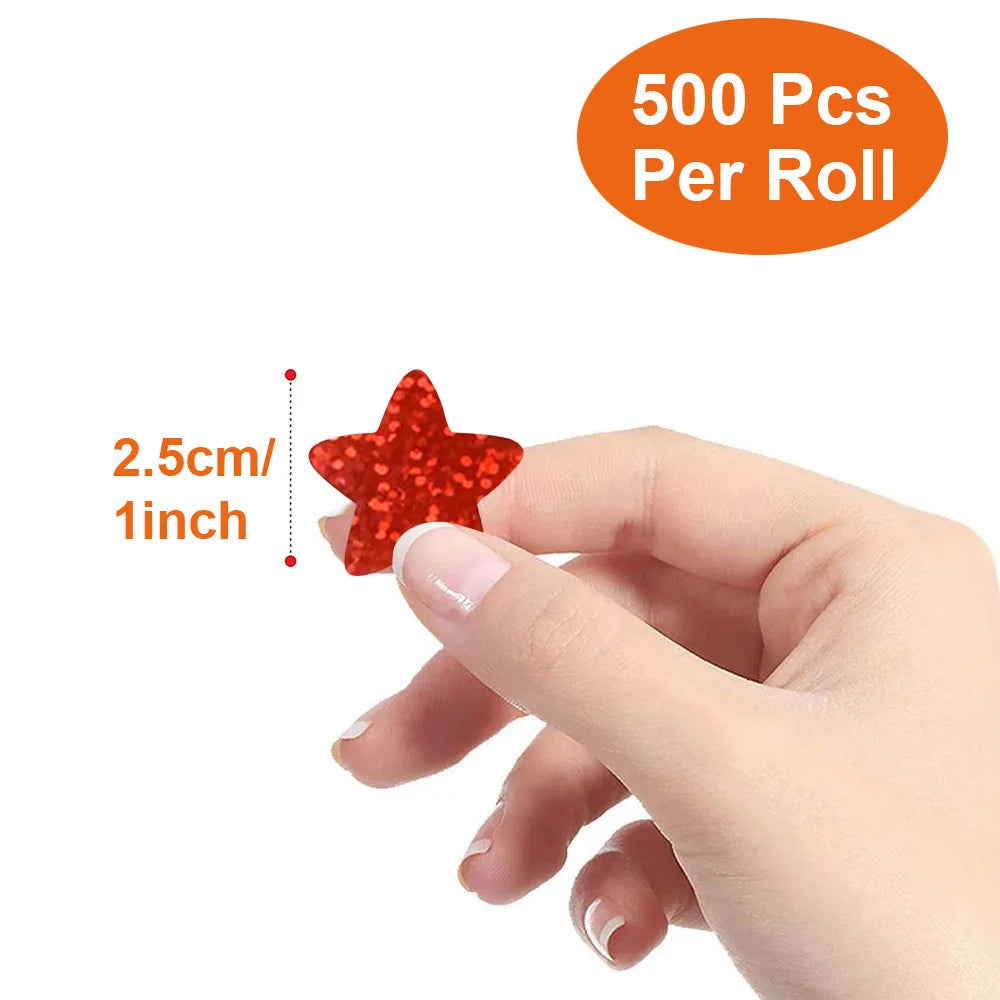 50-500pcs Colorful Star Stickers for Kids Reward School Classroom