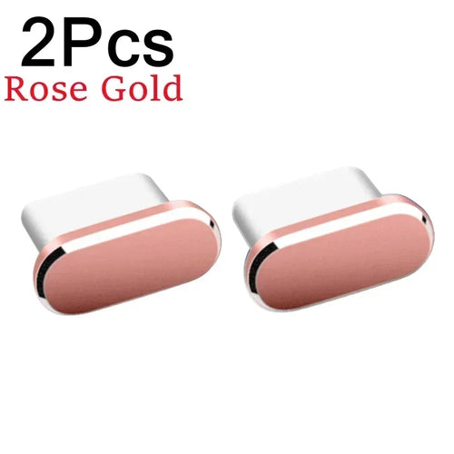2Pcs 16PM Metal Dust Plug For iPhone 16 15 Pro Max Plus USB Type C