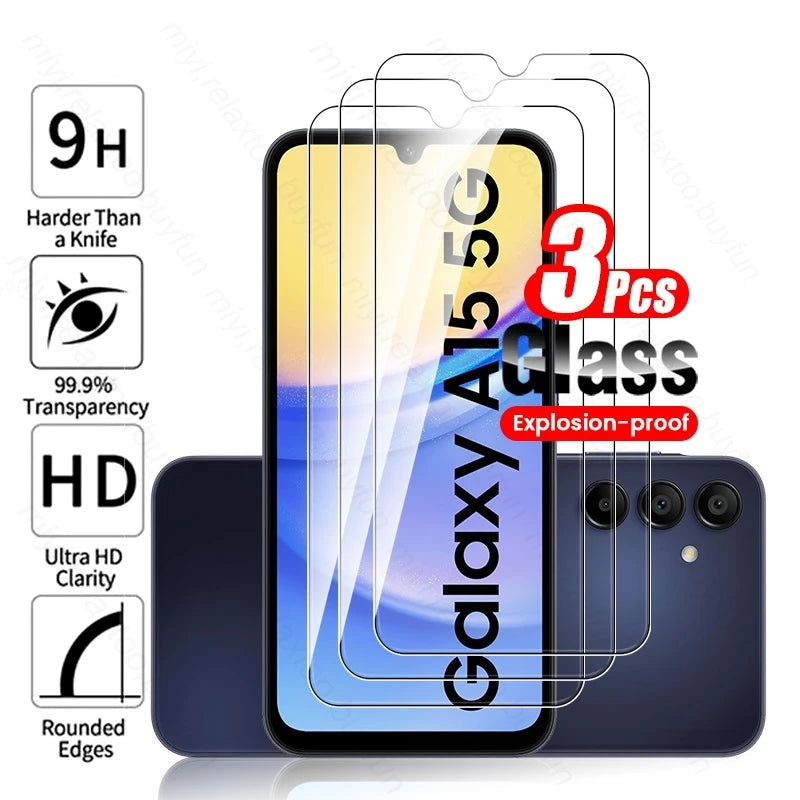 Samung A15 5G Case 3PCS Tempered Protective Glass For SamsungA15