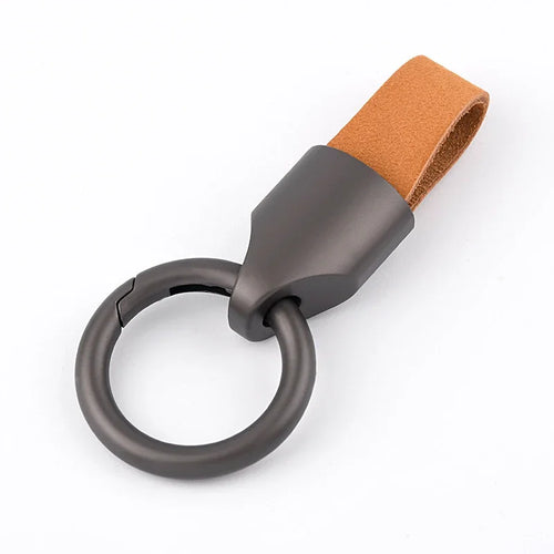 New Cowhide Leather Keychains for Women Men Waist Belt Buckle