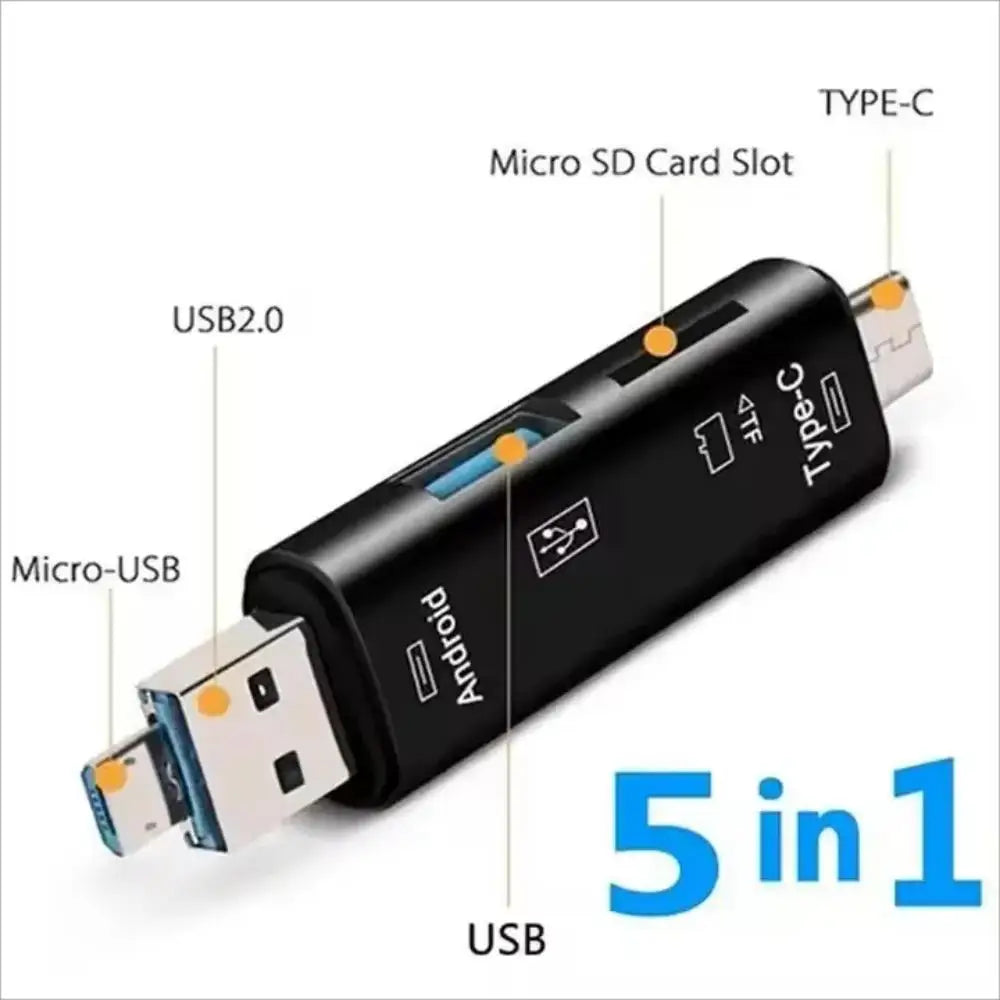 New 5 in 1 Multifunction USB 2.0 Type C USB Micro USB SD TF Memory