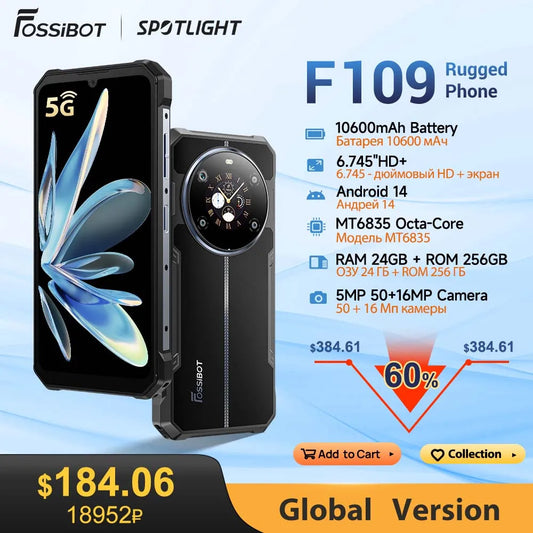 FOSSIBOT F109 Rugged Phone 10600mAh 6.745"HD+Smartphone Android 14