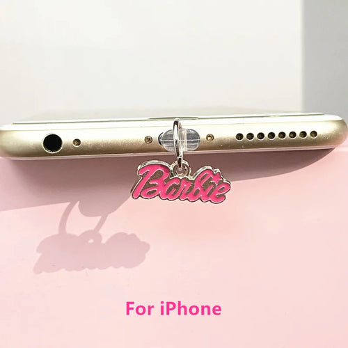 MINISO Barbie Metal Phone Anti-Dust Plug For iPhone Samsung Huawei