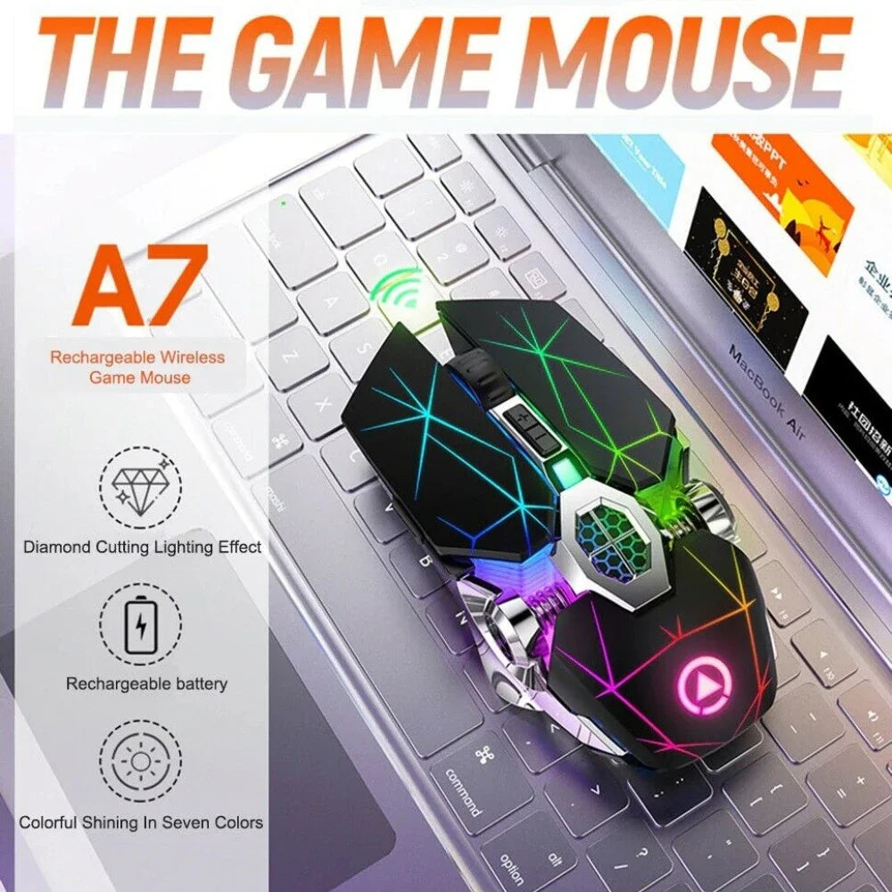 Wireless Optical 2.4G USB Gaming Mouse 1600DPI 7 Color LED Backlit
