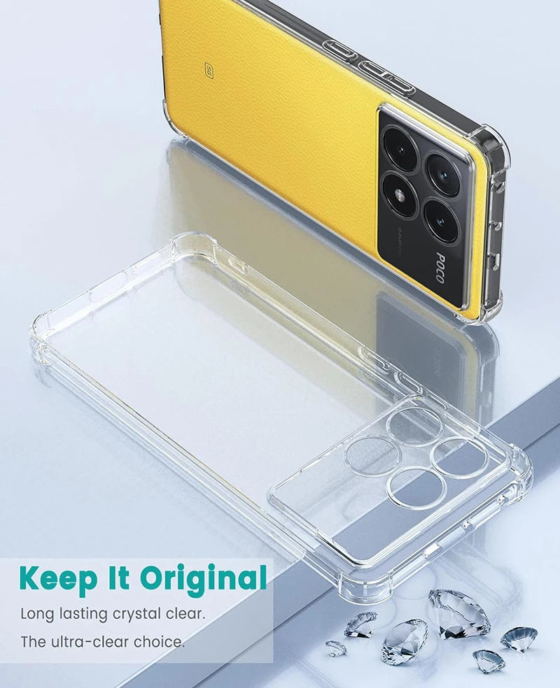 Shockproof Silicone Soft Clear Case For Xiaomi POCO X6 X5 X4 X3 M6 M4