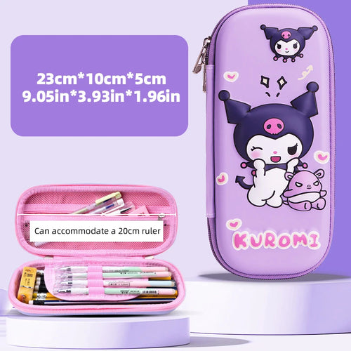 Kuromi & Cinnamoroll Pencil Case, Durable, 3D Three-dimensional