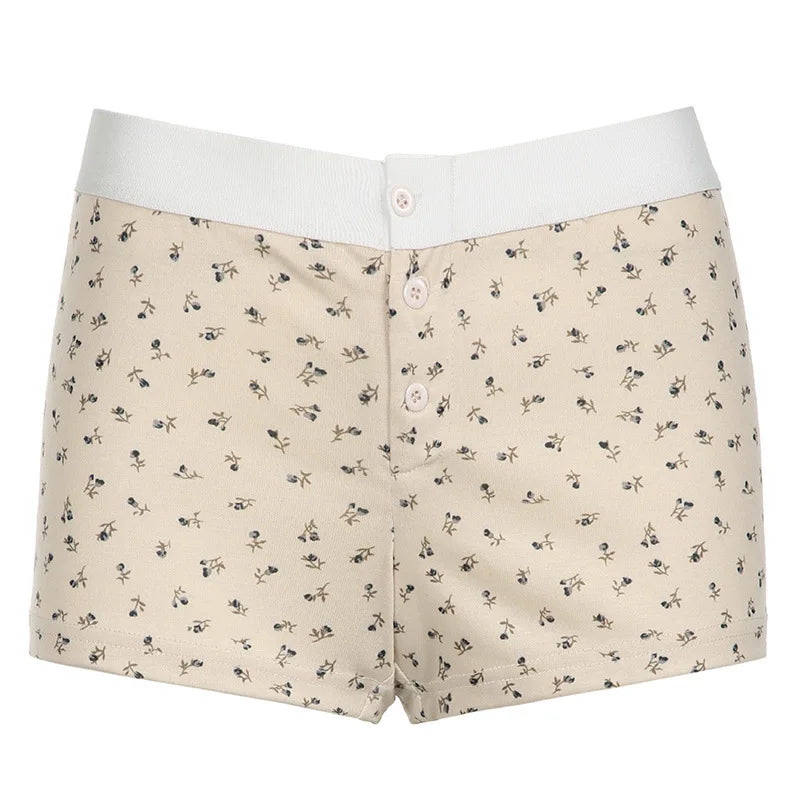 Casual Women Soft Cotton Front Buttons Shorts Summer Vintage Low Waist