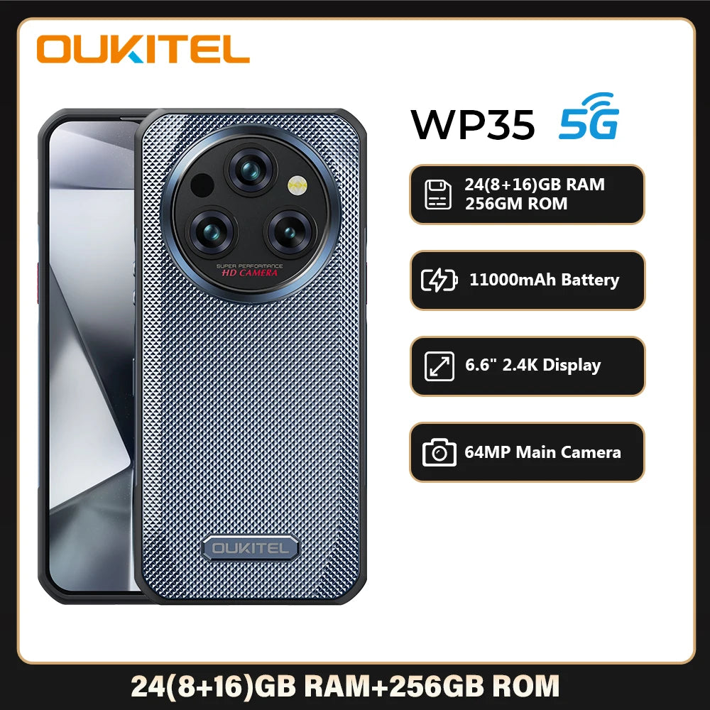 Oukitel-WP35 Rugged Smartphone, Android Mobile Phone, NFC Cell Phone,