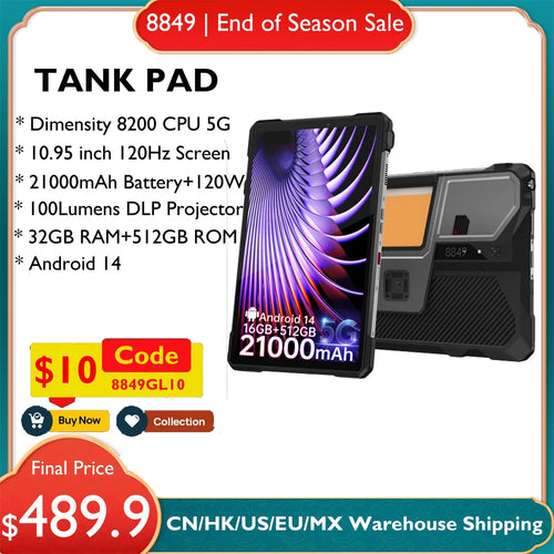 8849 TANK PAD Unihertz Rugged Projector Tablet Smartphone 10.95 inch