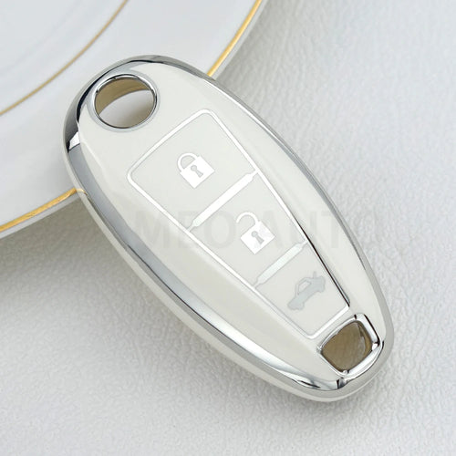 TPU Silver Line Car Smart Key Cover Case Bag Protector For Suzuki