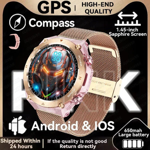 New GPS Smartwatch 1.45'' AMOLED Display 100 Sports Modes Voice