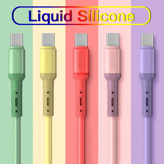 Fast Charging USB C Cable TYPE C Liquid Soft Silicone Data Cord For