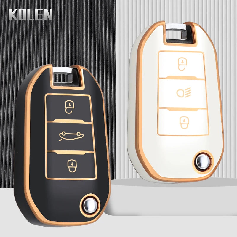 New TPU Car Flip Key Case Cover Shell For Peugeot 208 308 408 508 2008