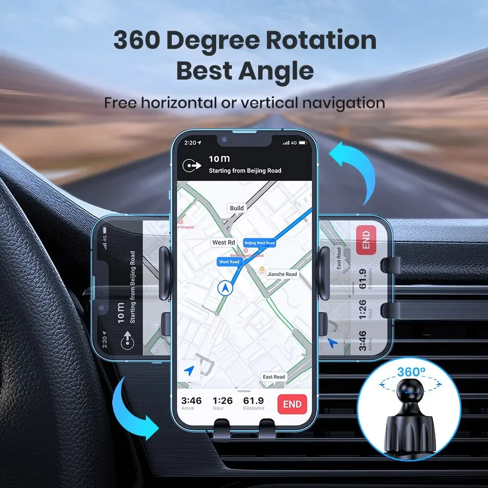 Car Phone Holder Mount, TOPK 2023 Upgrade Auto Locking Universal Phone