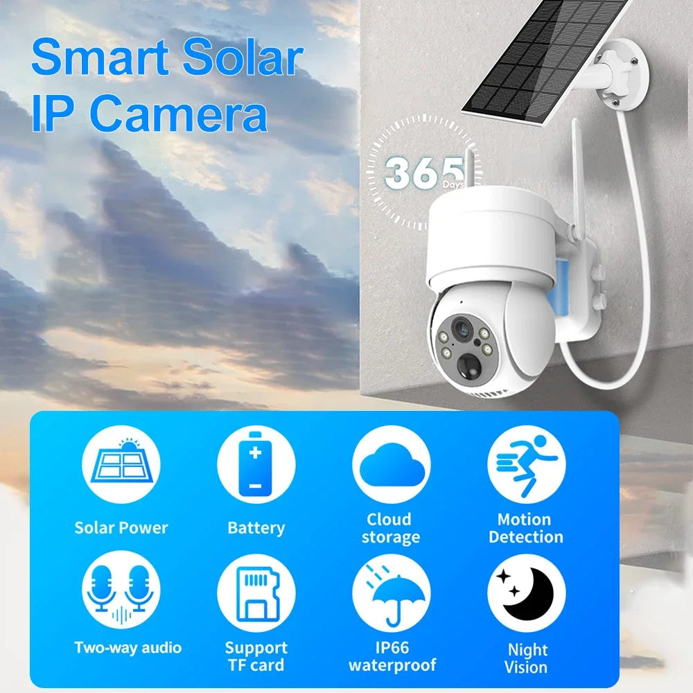 Solar Camera Wifi Outdoor 4MP Wireless Surveillance IP Cameras With