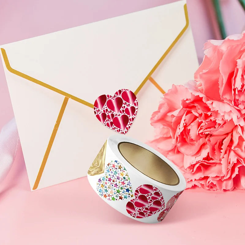 50-500pcs 1inch Red Heart Stickers for Valentine's Day Baking