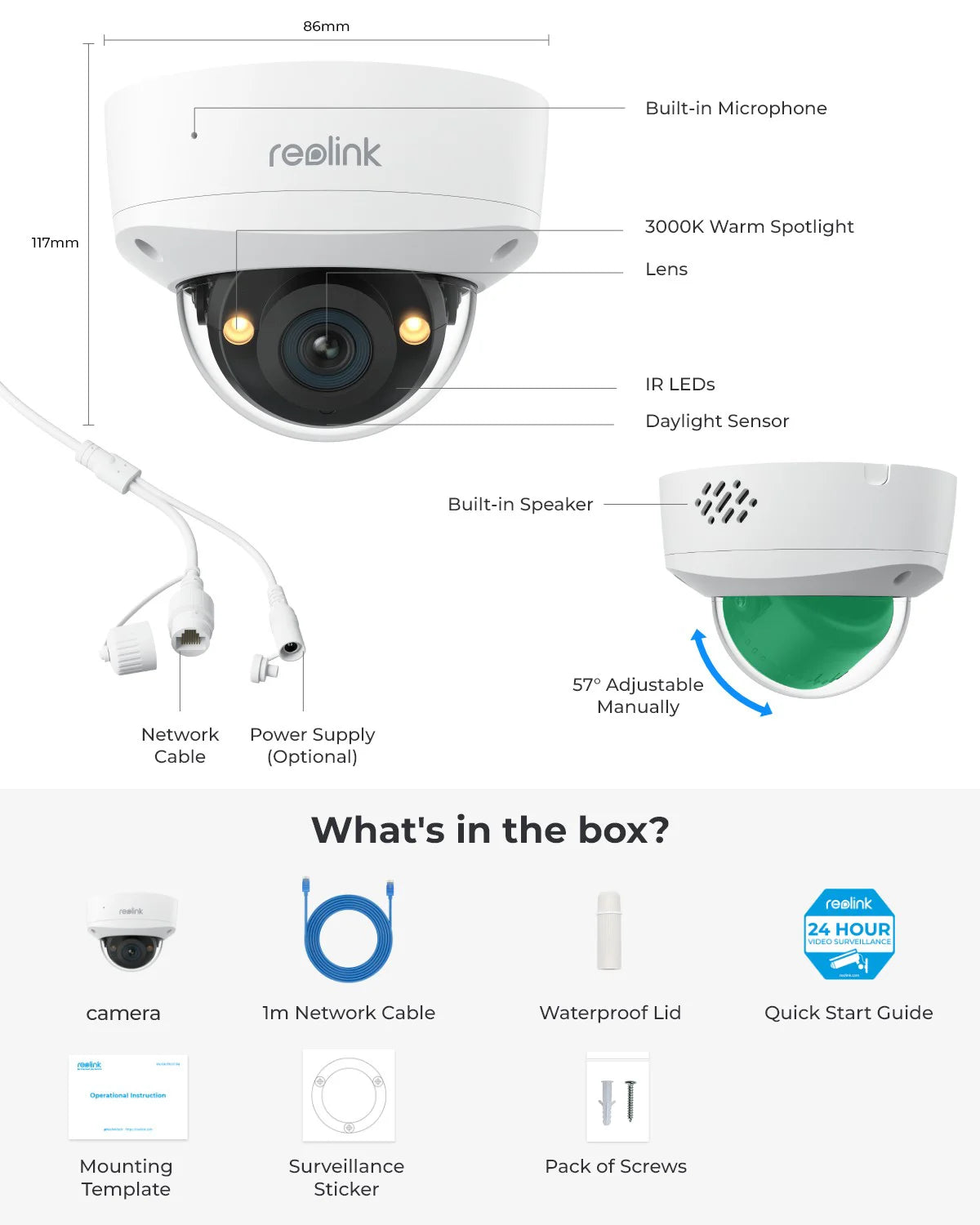 Reolink 5MP 8MP 12MP IK10 Vandalproof PoE Security Camera 2.8mm Lens