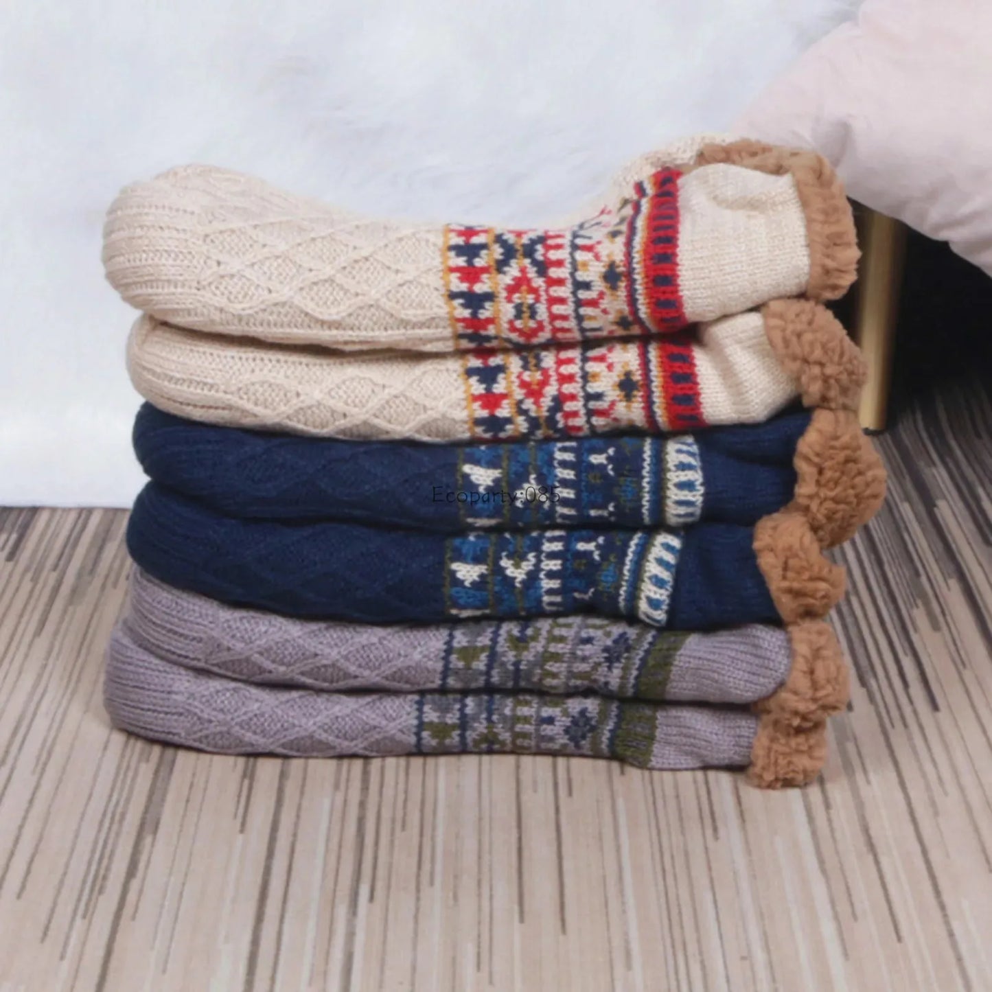 2024 New Winter Warm Floor Socks Home Fleece Slipper Women Men Snow