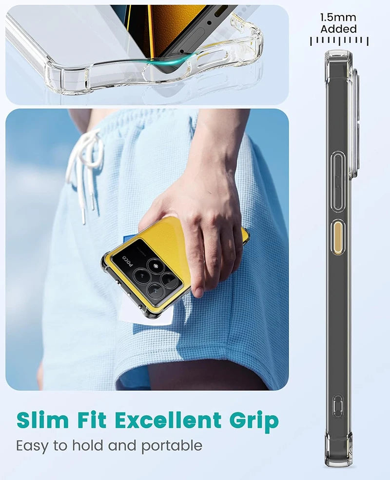 Shockproof Silicone Soft Clear Case For Xiaomi POCO X6 X5 X4 X3 M6 M4