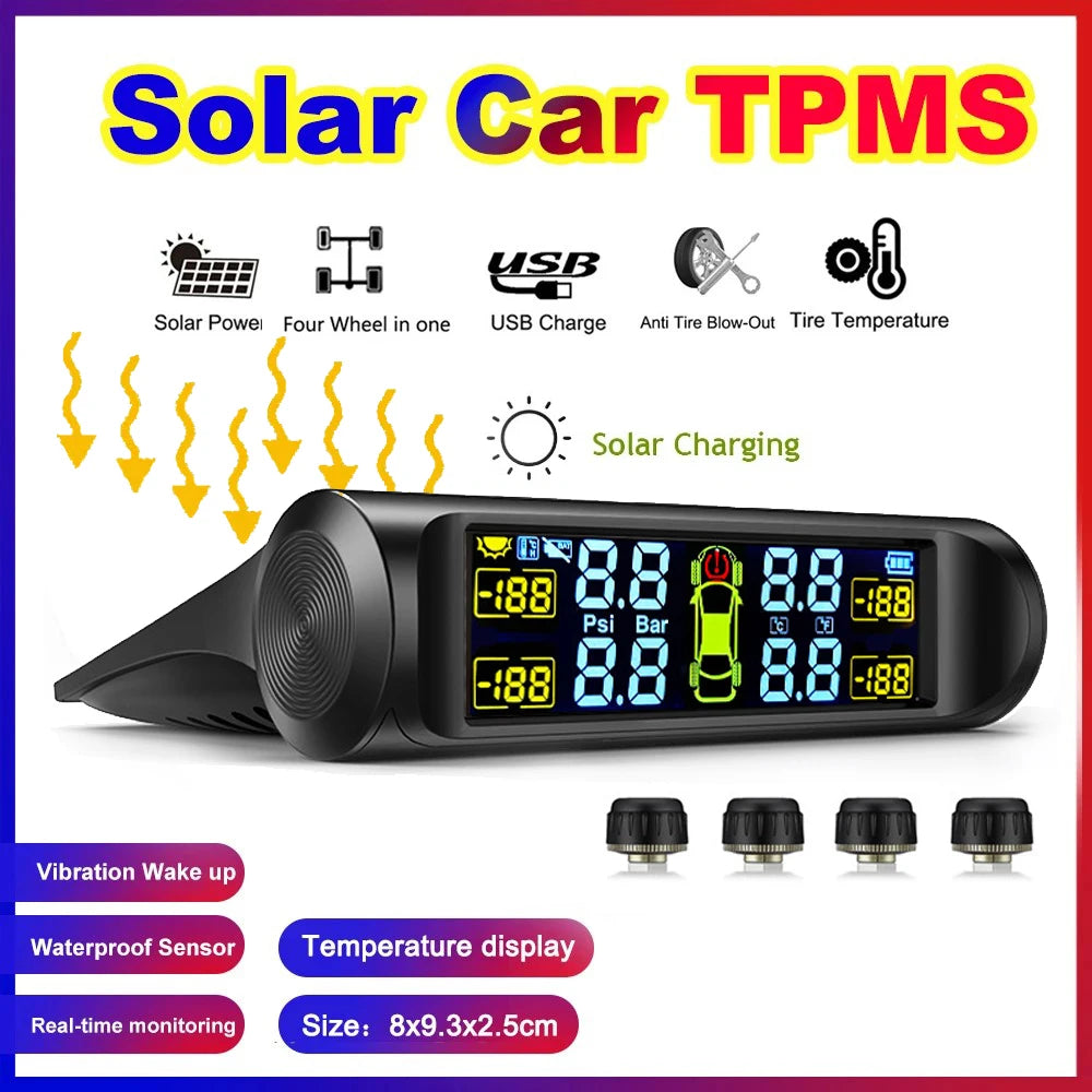 Intelligent TPMS Solar Tyre Pressure Monitoring System Parking Sensors