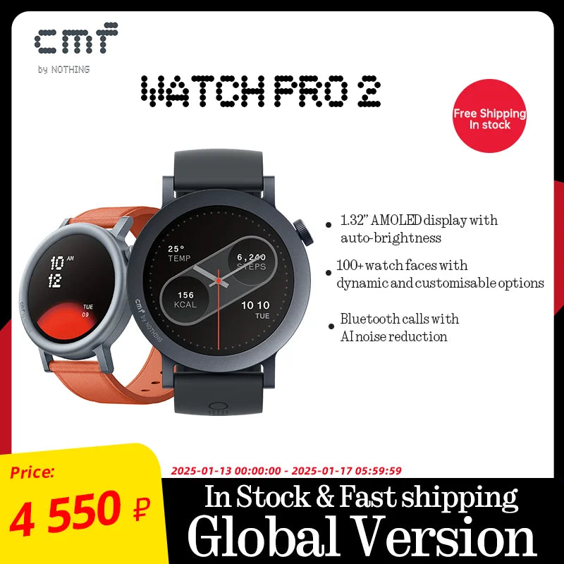 Global Version CMF by Nothing Watch Pro 2 1.32" AMOLED Bluetooth 5.3