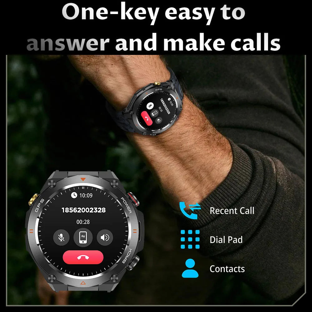 For Huawei Xiaomi GPS Outdoor Military Smart Watch Men 5ATM Waterproof