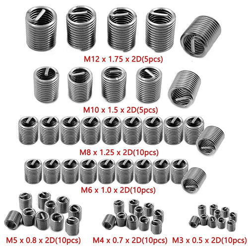 60Pcs Wire Thread Insert M3 M4 M5 M6 M8 M10 M12 Fastening Thread