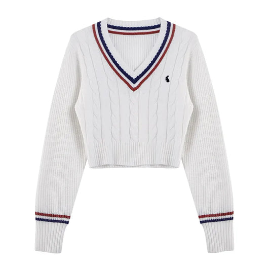 YuooMuoo Korean Fashion Sweaters Women Autumn V-neck Y2K Cartoon