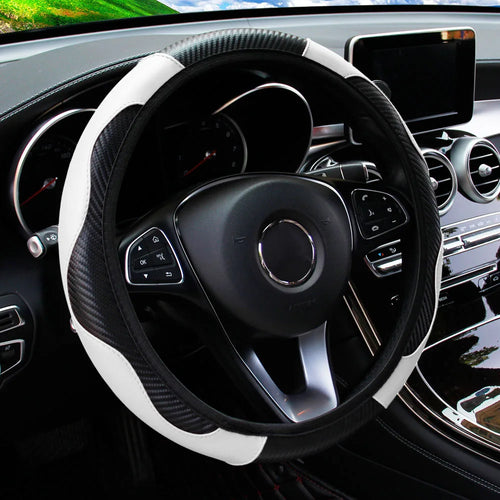 PU Carbon Fiber Leather Car Steering Wheel Cover without Inner Ring