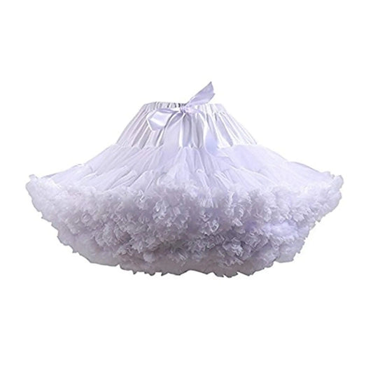 Womens 3-Layered Pleated Tulle Petticoat White Black Tutu Puffy Party